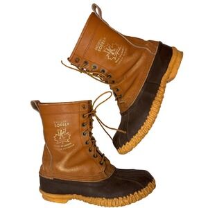Vintage Sorel Saguenay Boots Size 10 Tan Leather Waterproof Winter Snow Gorpcore